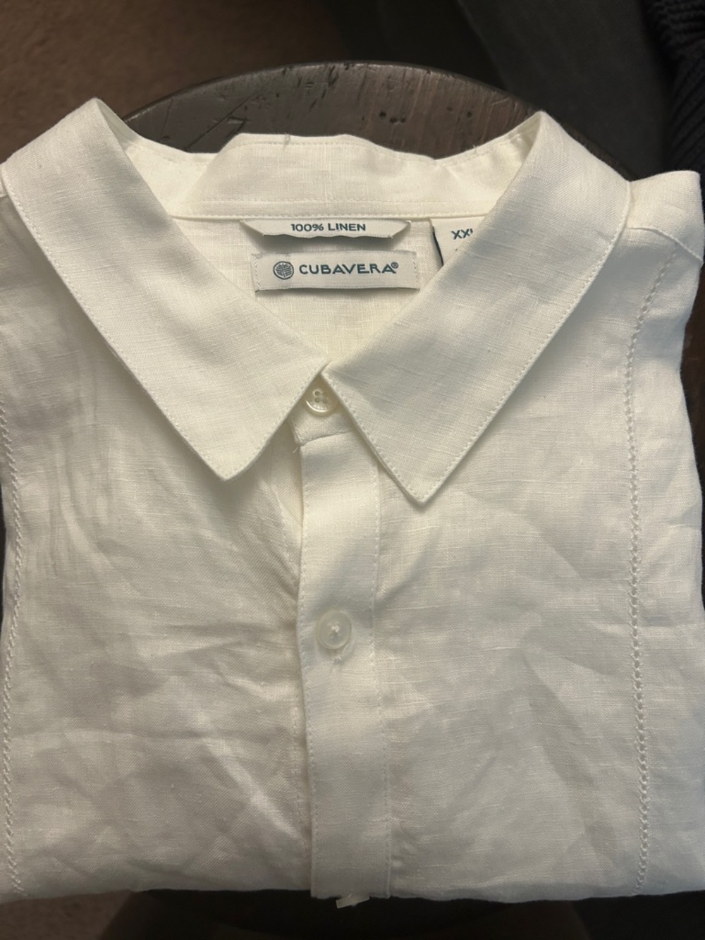 Cubavera Men's White Linen Button-Down Shirt with  Detail